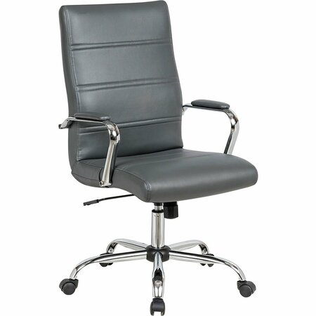 INTERION BY GLOBAL INDUSTRIAL Interion Antimicrobial Synthetic Leather Managers Chair w/ Chrome Base, Gray 695856GY-AM